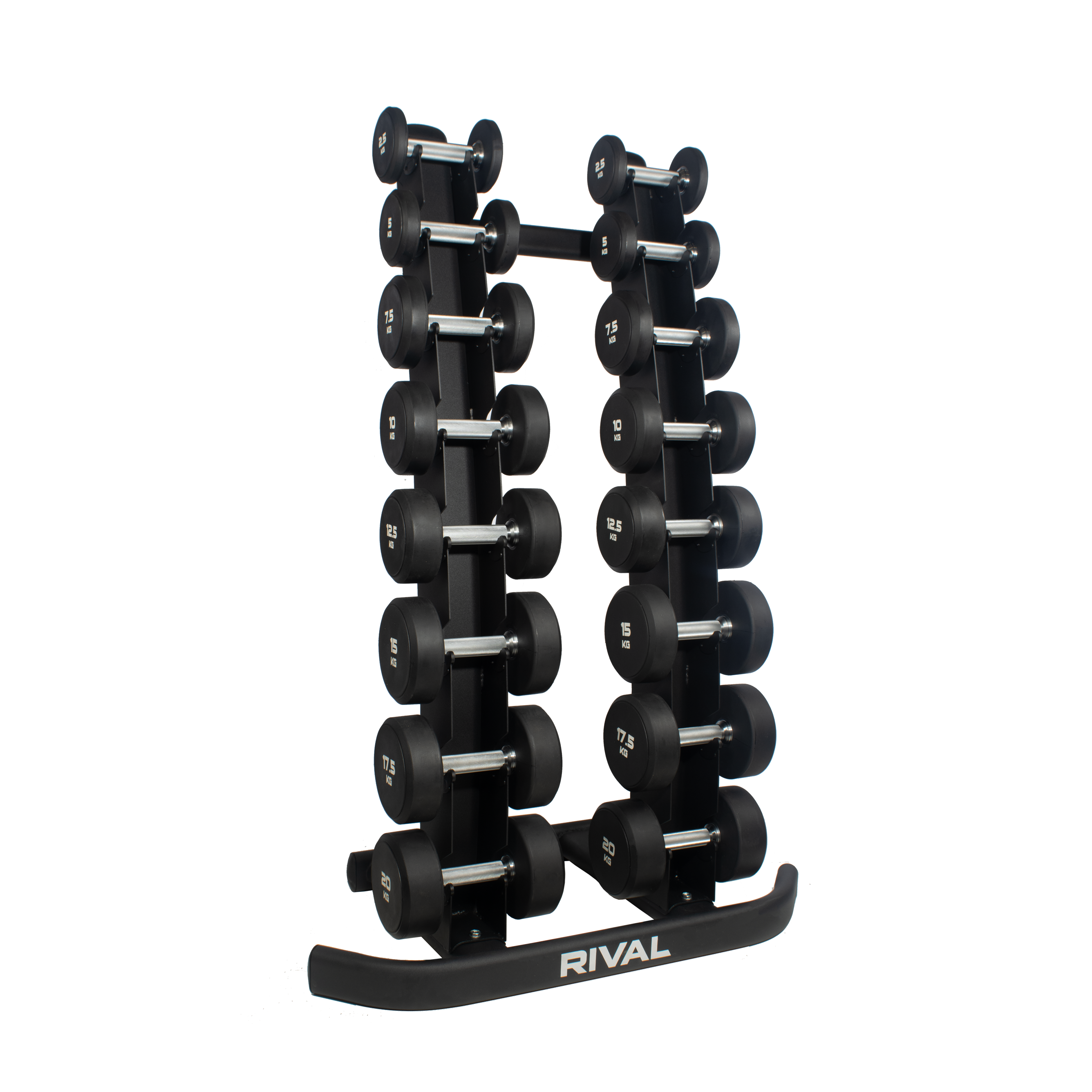 Dumbell Rbc Urethane Round Dumbbell Set With Vertical Storage Rack (2.5KG - 20KG ...