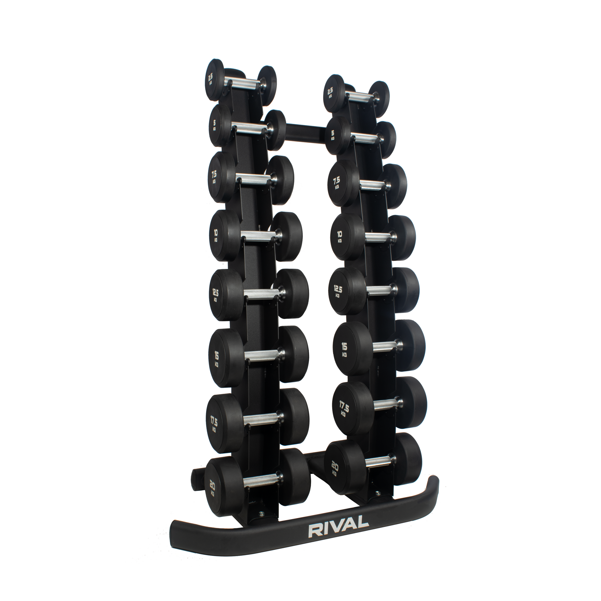 Urethane Round Dumbbell Set With Vertical Storage Rack (2.5KG - 20KG)