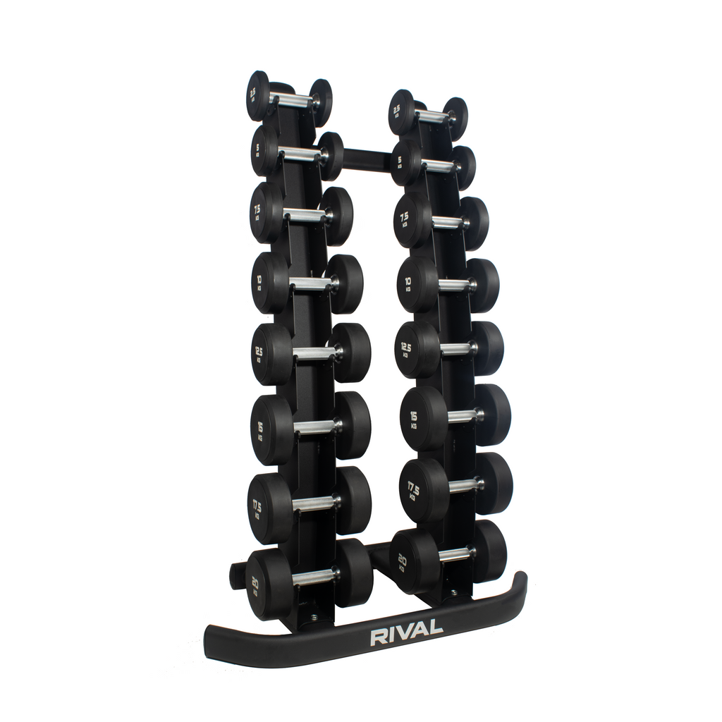 Round dumbbell set with rack sale