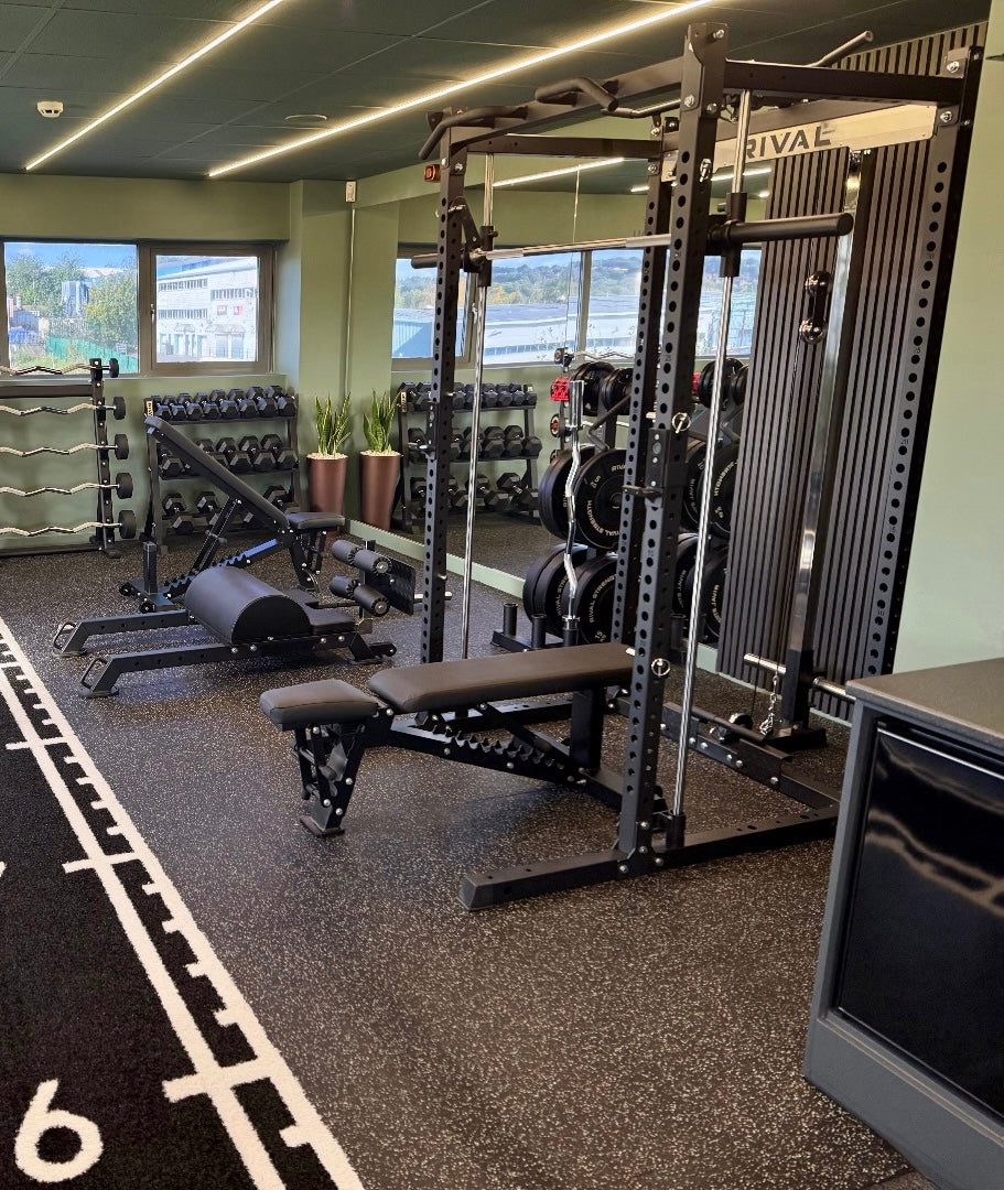 Rival Grey Fleck Premium Rubber Gym Flooring (1m x 1m) (15mm)