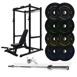J-3 Series Power Rack with Weight Plate, Barbell and Bench Set