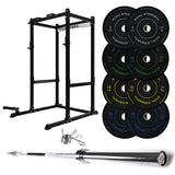 J-3 Series Power Rack with Weight Plate, Barbell and Bench Set