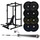 J-3 Series Power Rack with Weight Plate, Barbell and Bench Set