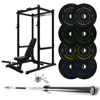 J-3 Series Power Rack with Weight Plate, Barbell and Bench Set