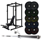 J-3 Series Power Rack with Weight Plate, Barbell and Bench Set