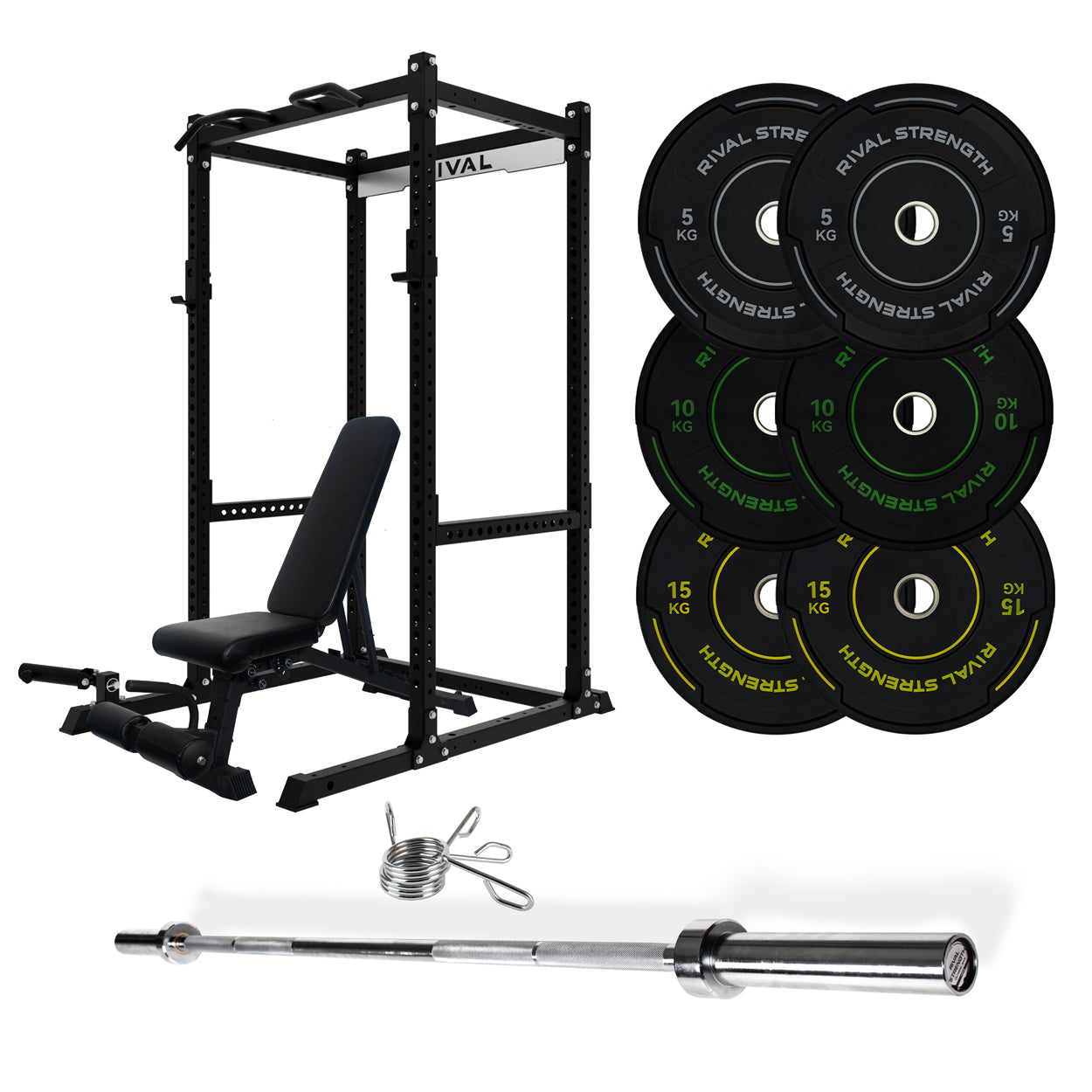 J-3 Series Power Rack with Weight Plate, Barbell and Bench Set – Rival ...
