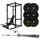 J-3 Series Power Rack with Weight Plate, Barbell and Bench Set