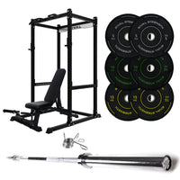 J-3 Series Power Rack with Weight Plate, Barbell and Bench Set