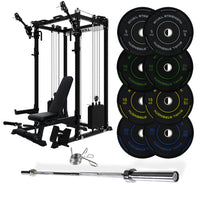 J-3 Series Power Rack with Cable System, Weight Plate, Barbell and Bench Set