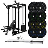 J-3 Series Power Rack with Cable System, Weight Plate, Barbell and Bench Set