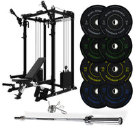 J-3 Series Power Rack with Cable System, Weight Plate, Barbell and Bench Set