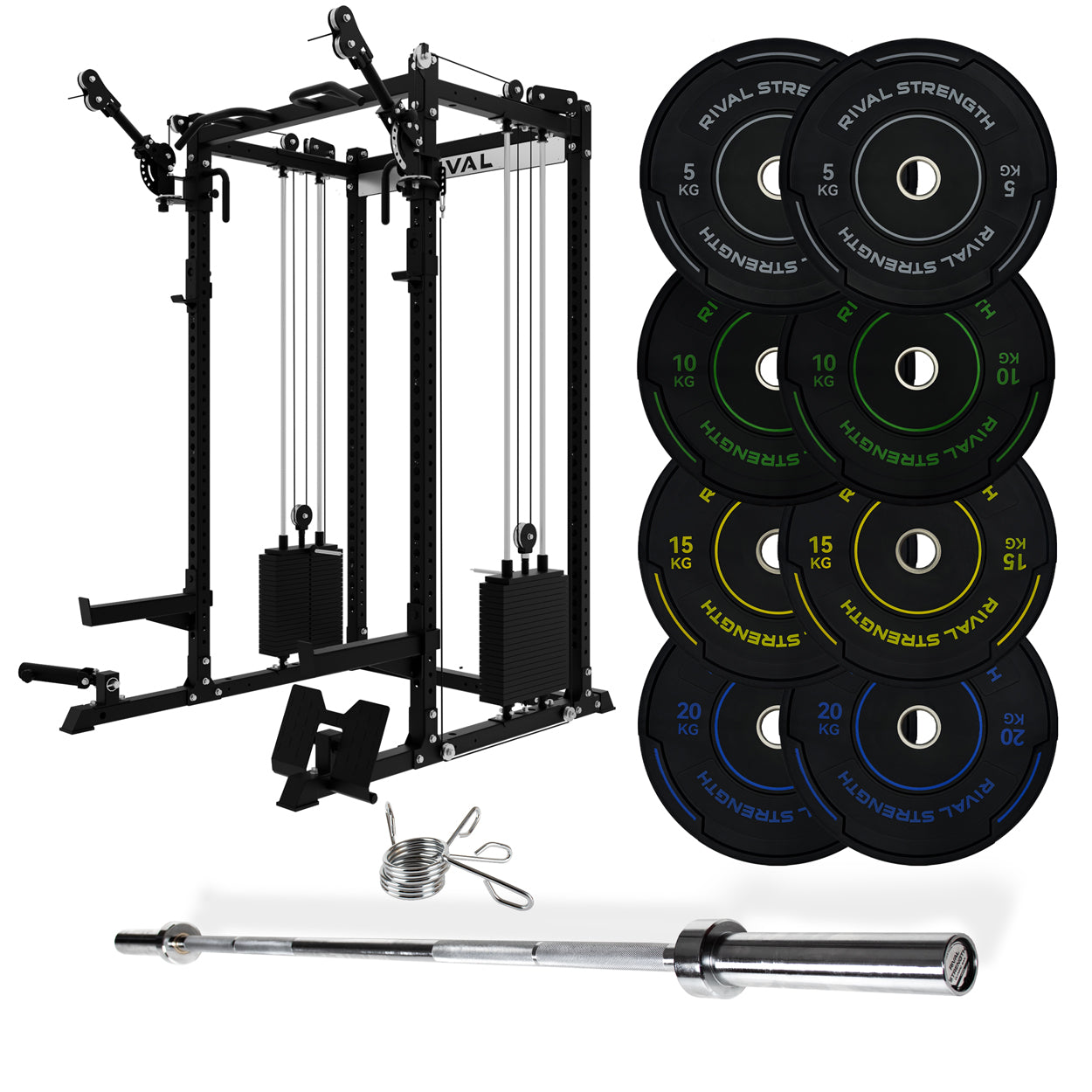 J-3 Series Power Rack with Cable System, Weight Plate, Barbell and Bench Set