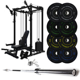 J-3 Series Power Rack with Cable System, Weight Plate, Barbell and Bench Set