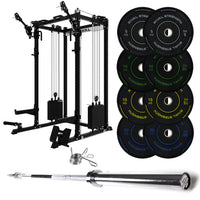 J-3 Series Power Rack with Cable System, Weight Plate, Barbell and Bench Set
