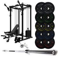 J-3 Series Power Rack with Cable System, Weight Plate, Barbell and Bench Set