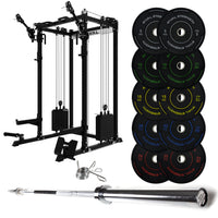 J-3 Series Power Rack with Cable System, Weight Plate, Barbell and Bench Set