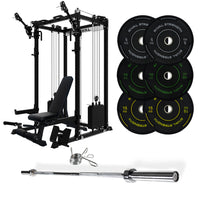 J-3 Series Power Rack with Cable System, Weight Plate, Barbell and Bench Set
