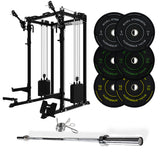 J-3 Series Power Rack with Cable System, Weight Plate, Barbell and Bench Set