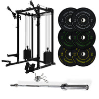 J-3 Series Power Rack with Cable System, Weight Plate, Barbell and Bench Set