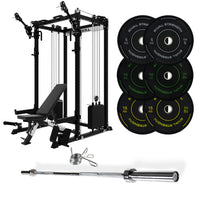 J-3 Series Power Rack with Cable System, Weight Plate, Barbell and Bench Set