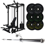 J-3 Series Power Rack with Cable System, Weight Plate, Barbell and Bench Set