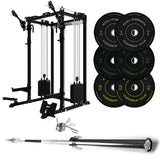 J-3 Series Power Rack with Cable System, Weight Plate, Barbell and Bench Set
