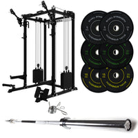 J-3 Series Power Rack with Cable System, Weight Plate, Barbell and Bench Set