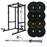 J-3 Series Power Rack with Cable System, Weight Plate, Barbell and Bench Set