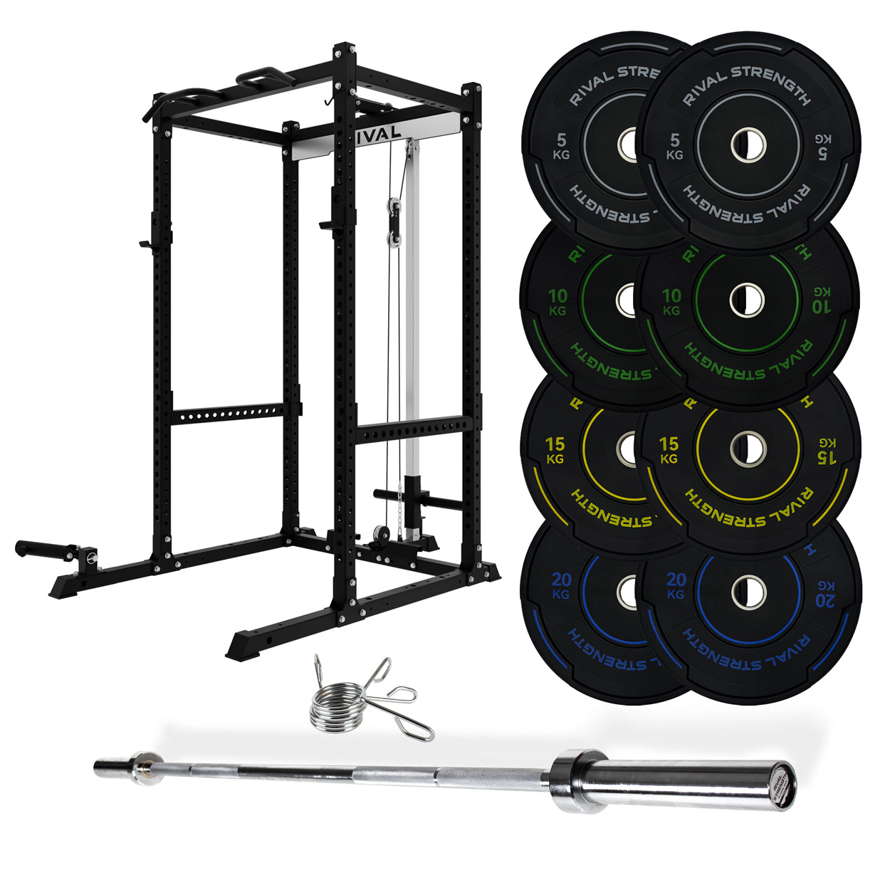 J-3 Series Power Rack with Cable System, Weight Plate, Barbell and Bench Set