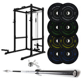 J-3 Series Power Rack with Cable System, Weight Plate, Barbell and Bench Set