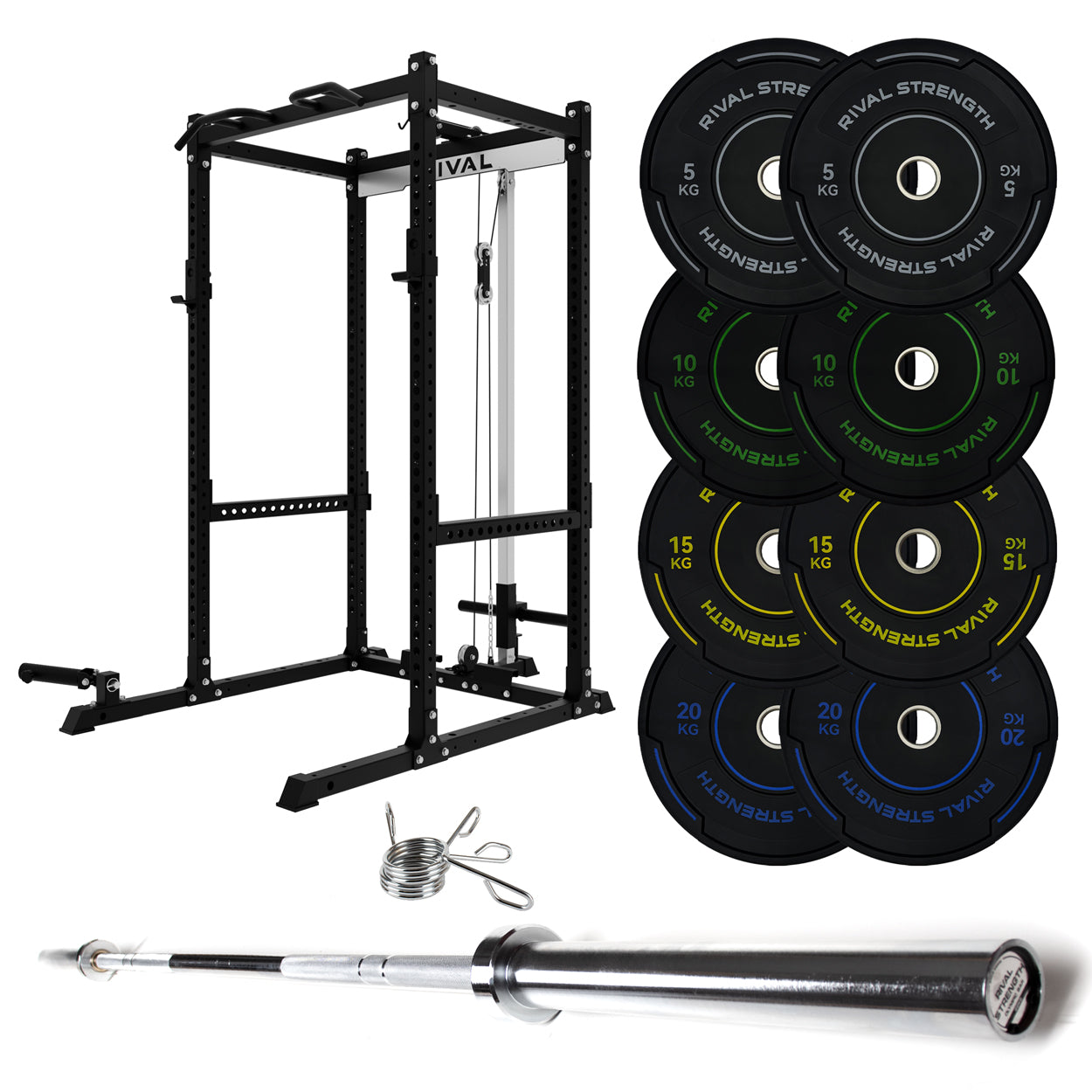 J-3 Series Power Rack with Cable System, Weight Plate, Barbell and Bench Set