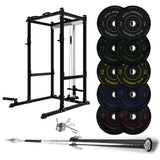 J-3 Series Power Rack with Cable System, Weight Plate, Barbell and Bench Set
