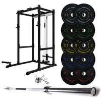 J-3 Series Power Rack with Cable System, Weight Plate, Barbell and Bench Set