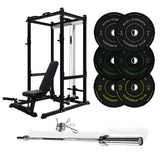 J-3 Series Power Rack with Cable System, Weight Plate, Barbell and Bench Set