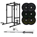 J-3 Series Power Rack with Cable System, Weight Plate, Barbell and Bench Set