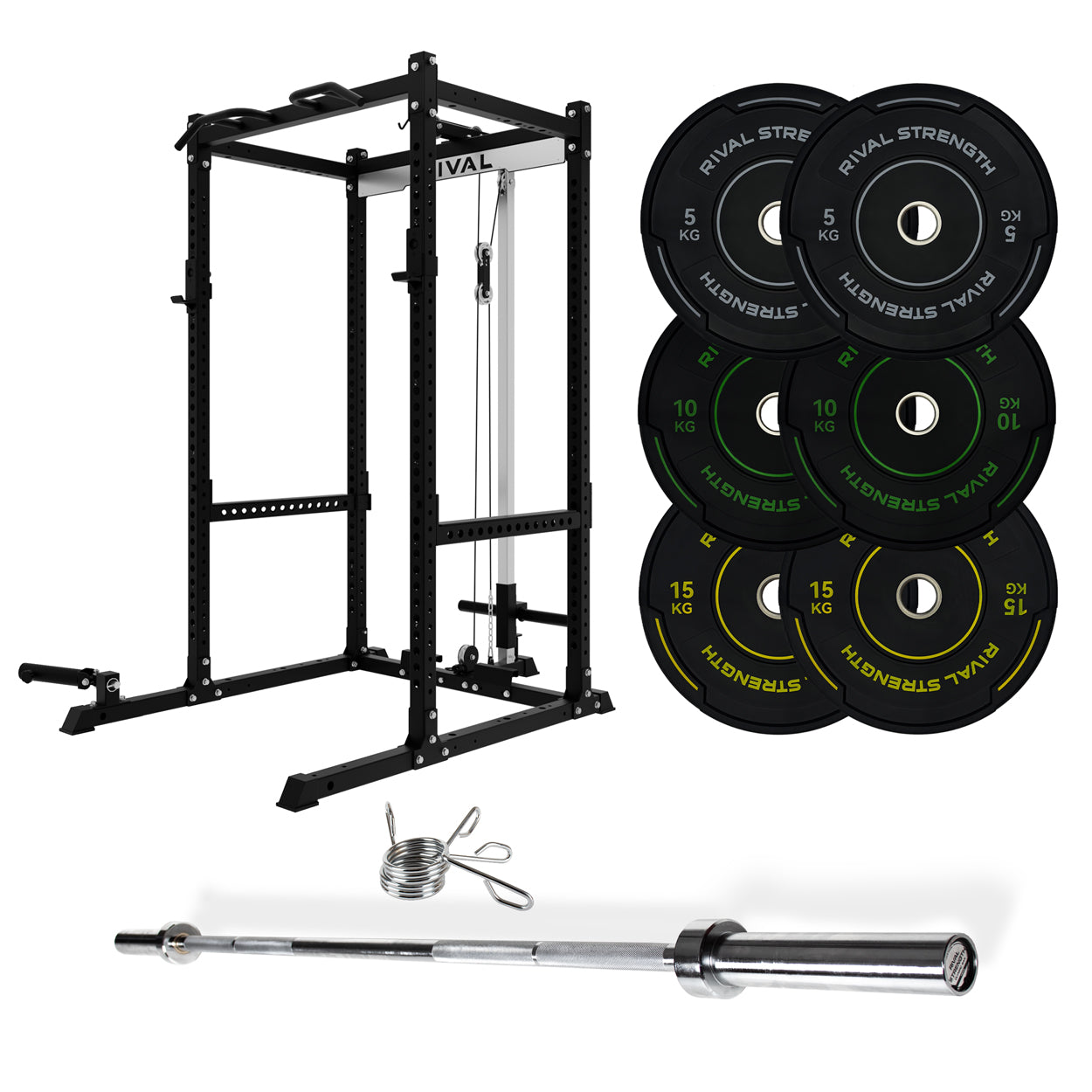 J-3 Series Power Rack with Cable System, Weight Plate, Barbell and Bench Set