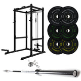 J-3 Series Power Rack with Cable System, Weight Plate, Barbell and Bench Set