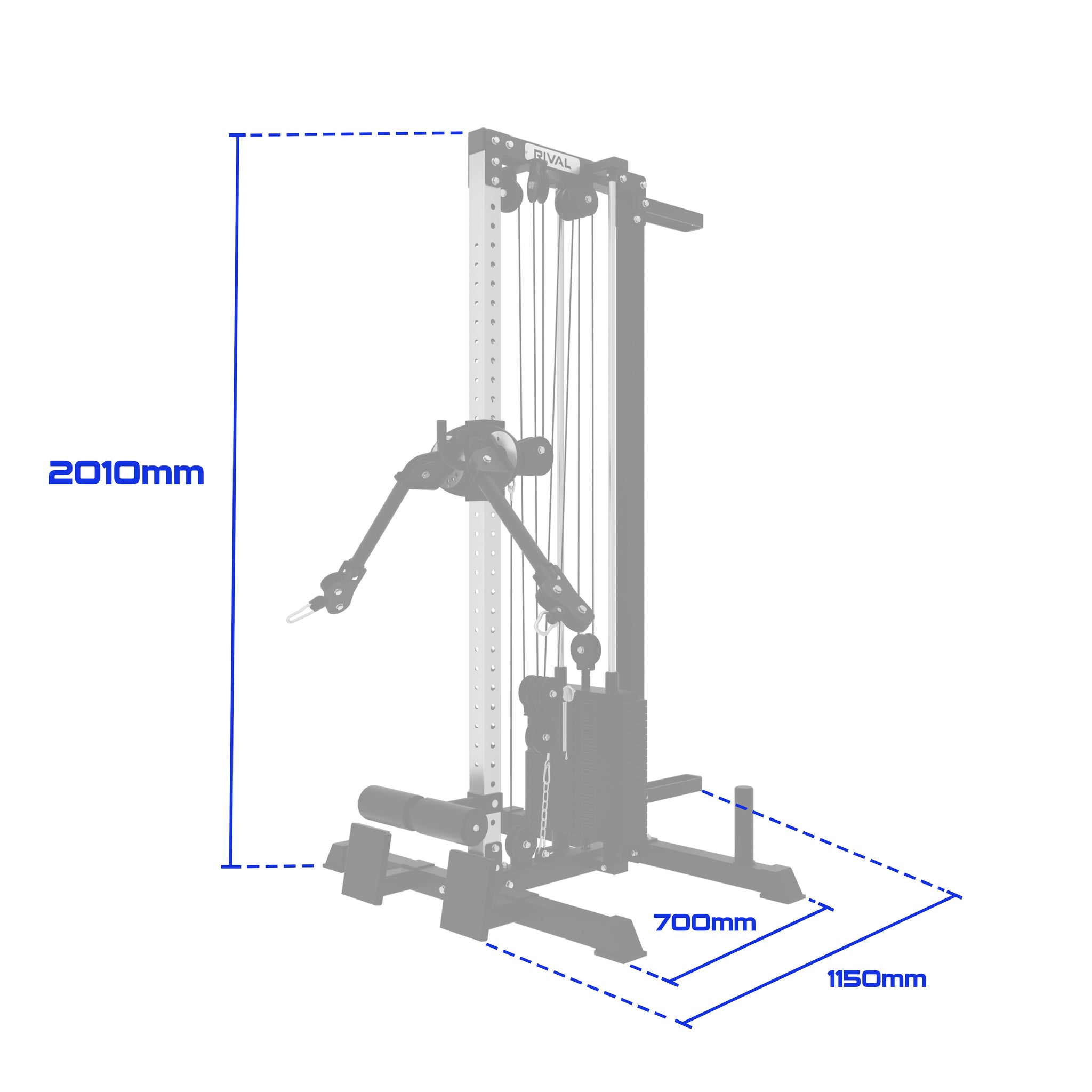 Rival Wall Mounted or Freestanding Adjustable Free Arm Functional Trainer Pulley System - 105KG Weight Stack