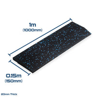 Rival Blue Fleck Premium Interlocking Rubber Gym Floor Tiles with Connectors (1m x 1m) (20mm)