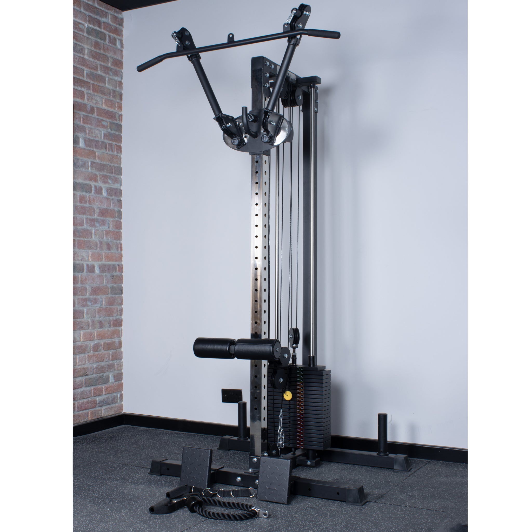 Rival Wall Mounted or Freestanding Adjustable Free Arm Functional Trainer Pulley System - 105KG Weight Stack