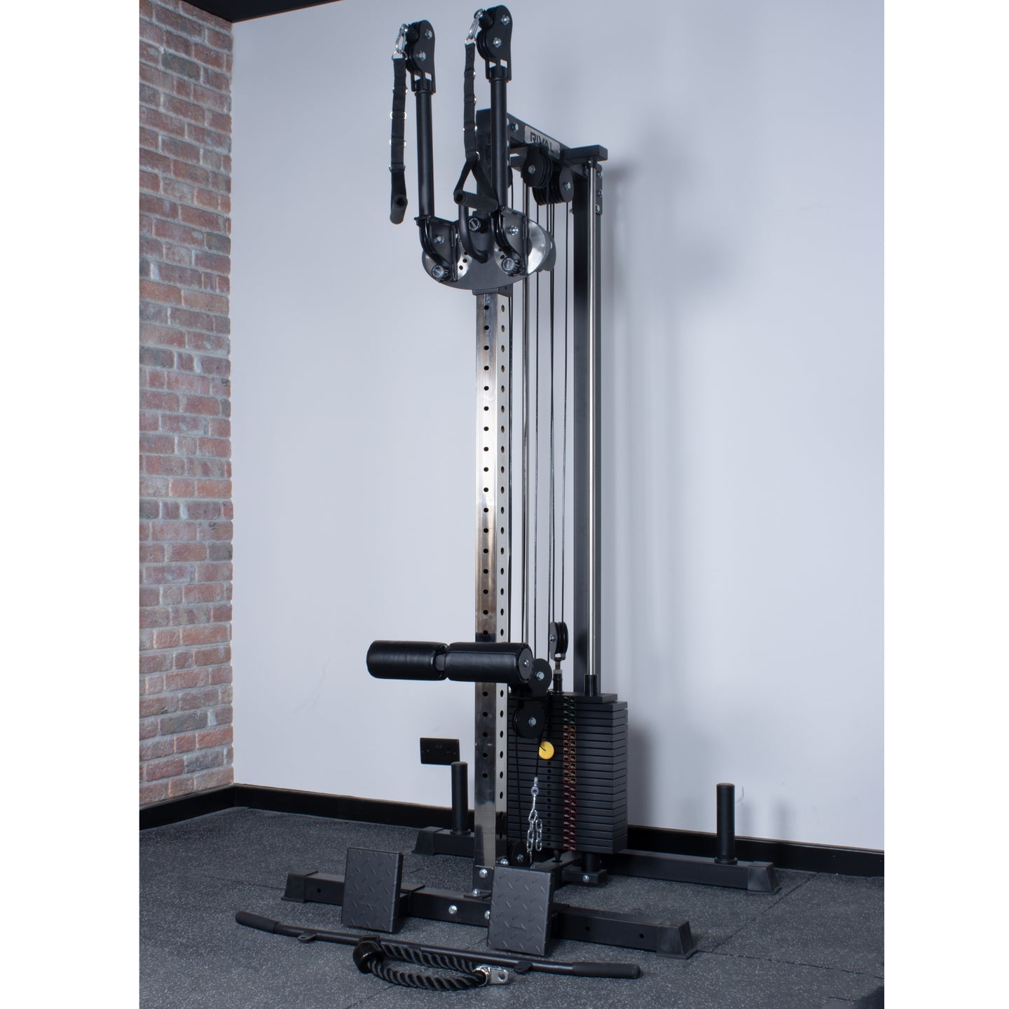 Rival Wall Mounted or Freestanding Adjustable Free Arm Functional Trainer Pulley System - 105KG Weight Stack