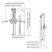 Rival S-Series Wall Mounted Slimline Adjustable Free Arm Functional Trainer Pulley System