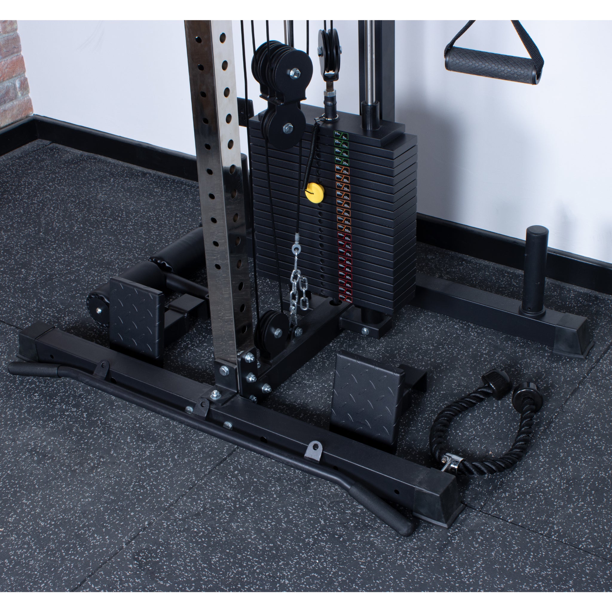 Rival Wall Mounted or Freestanding Adjustable Free Arm Functional Trainer Pulley System - 105KG Weight Stack