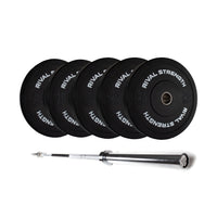 Rival Olympic Black Bumper Plate and Optional Barbell Sets