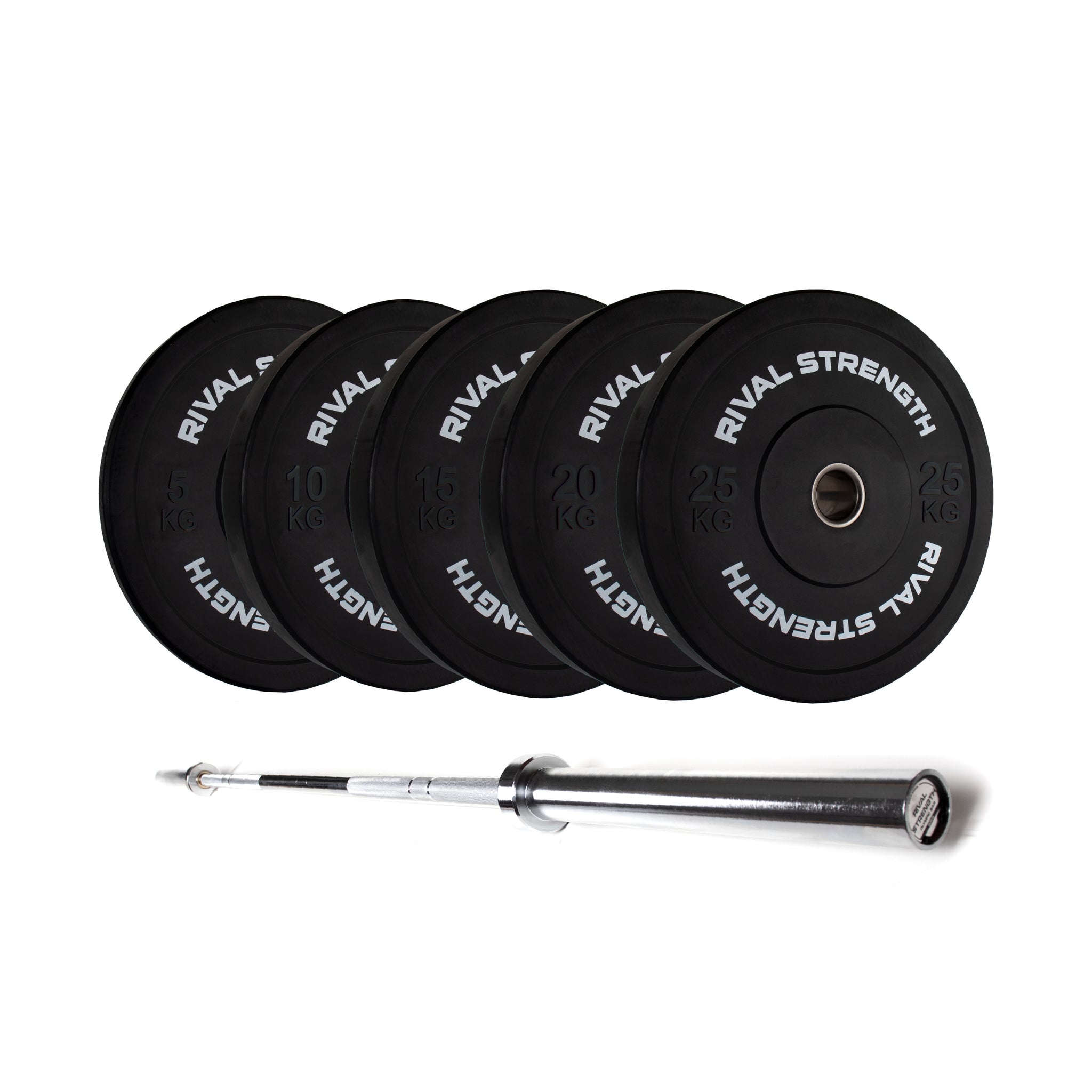 Rival Olympic Black Bumper Plate and Optional Barbell Sets