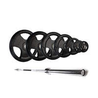 Olympic Rubber Tri-Grip Plate and Optional Barbell Sets