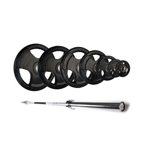 Olympic Rubber Tri-Grip Plate and Optional Barbell Sets