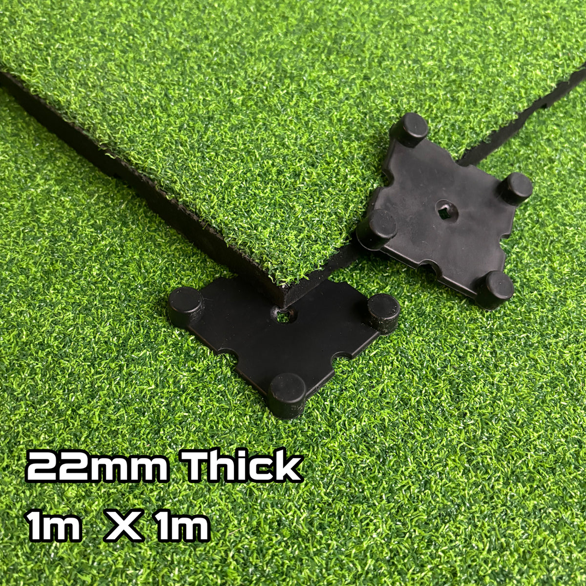 Rival Green Astro Turf Interlocking Rubber Gym Flooring with Connectors (1m x 1m) (22mm)