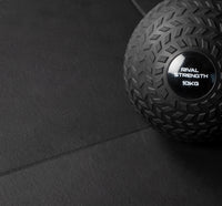 Rival Black Premium Interlocking Rubber Gym Floor Tiles with Connectors (1m x 1m) (20mm)
