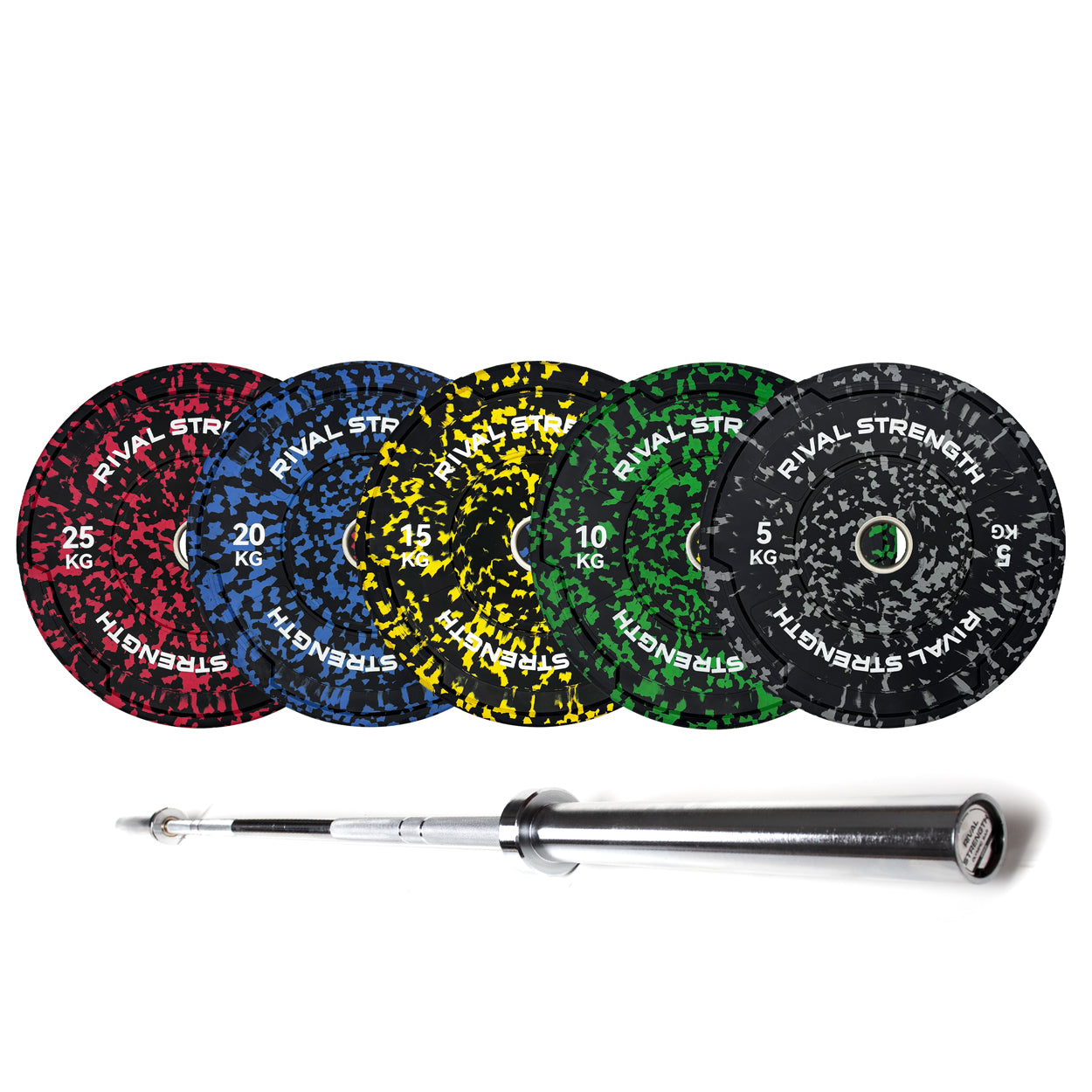 Rival Olympic Colour Splash Bumper Plate and Optional Barbell Sets